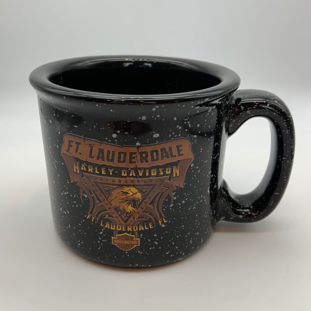 Vintage Harley Davidson Ft. Lauderdale Florida Black Coffee Mug